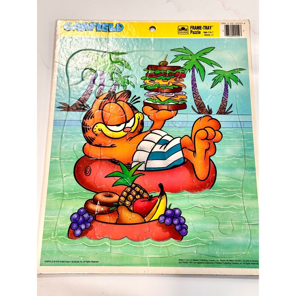 Vintage Garfield Golden Frame-Tray Puzzle 1978 Jim Davis Beach Sandwich 4552C-17